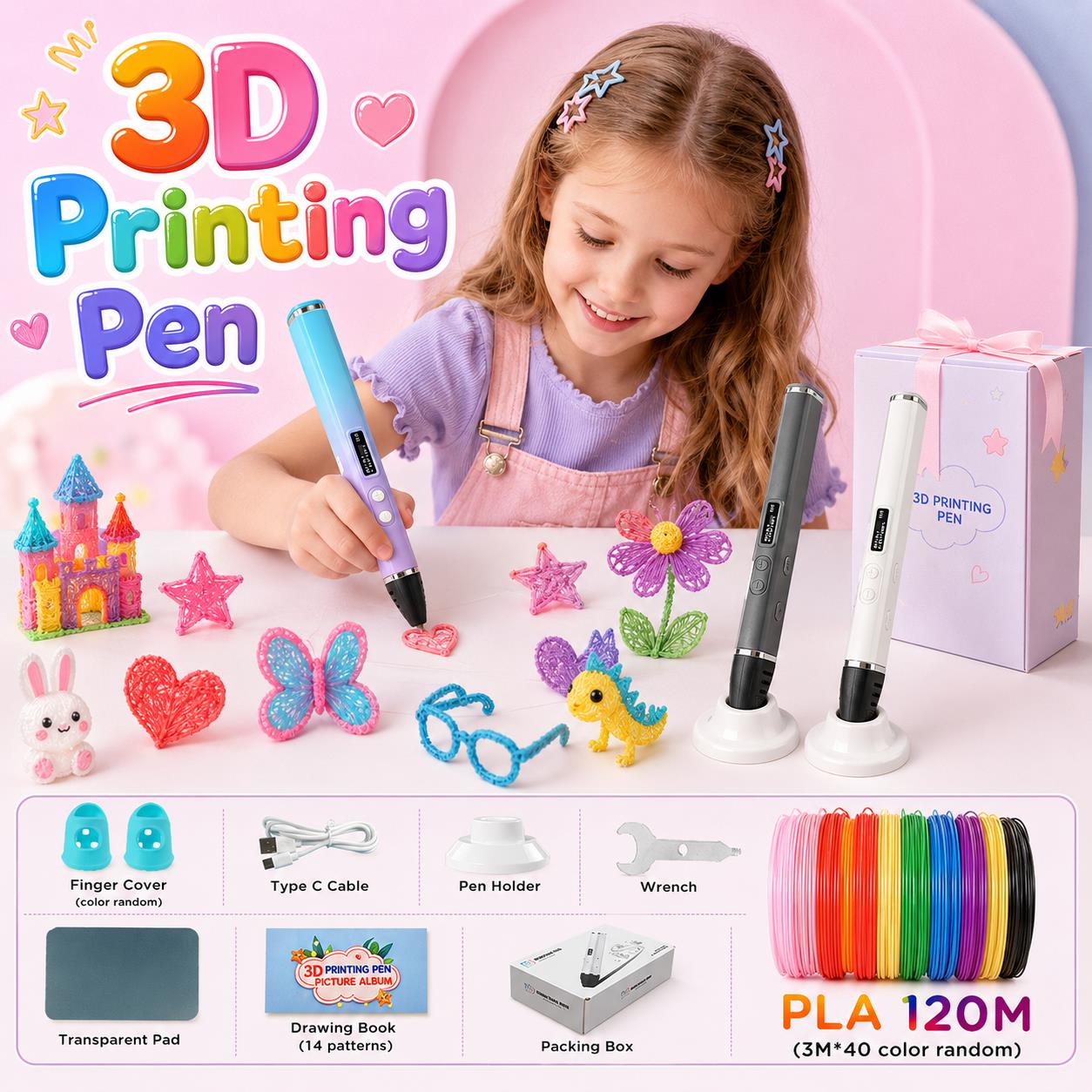 Carbon Fiber Filament - 3D Printing Pen Kids with Type-C