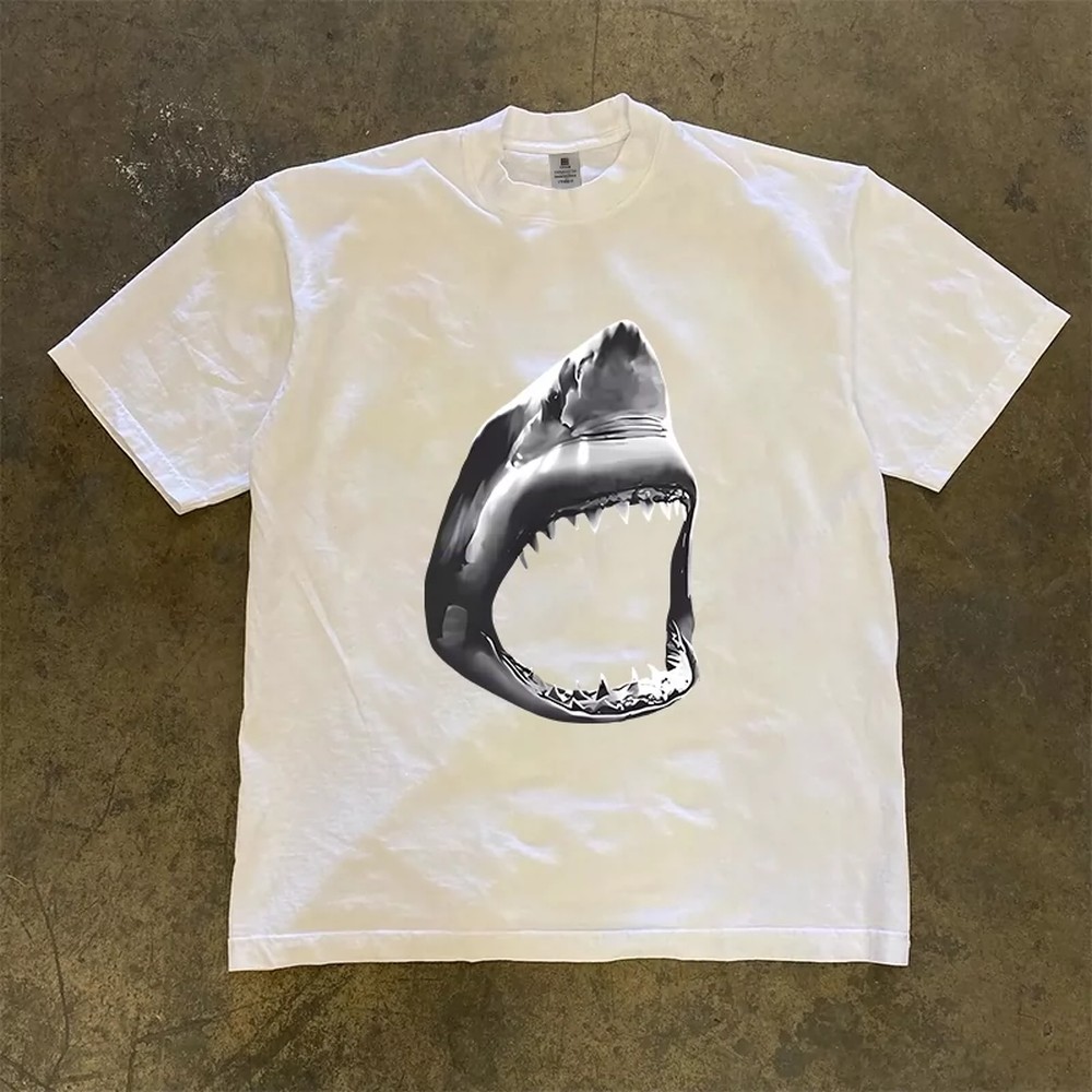 Great White Shark T-Shirt Men  - 3D Printing Quality 评论和价格