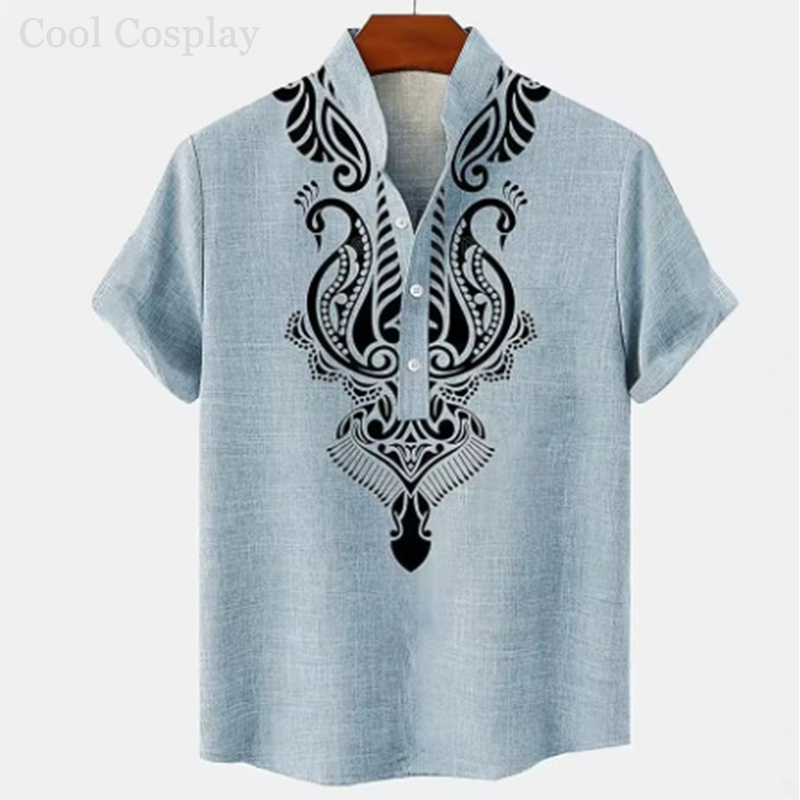 Male Retro Tops Henley Shirt M - 3D Printing Quality 评论和价格