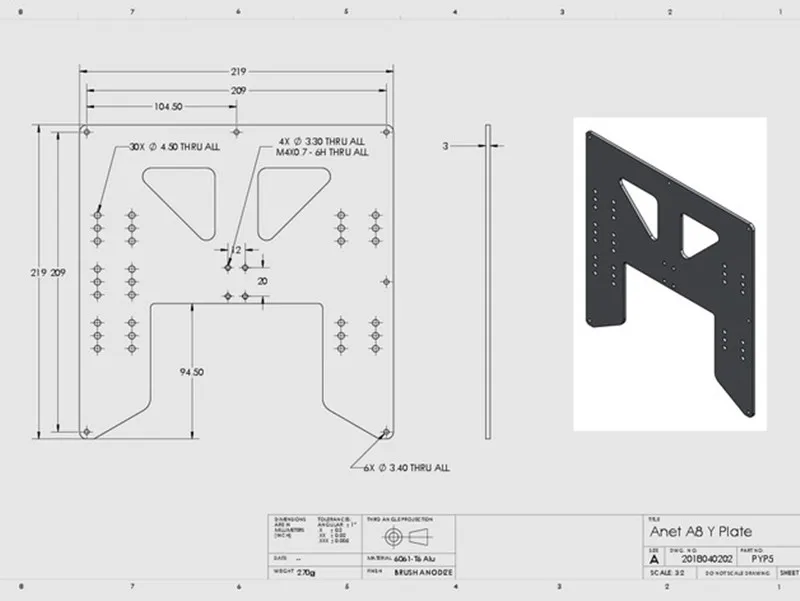 1PC Anet A8 A6 3D Printer Y-Ca - 3D Printing Industrial 评论和价格